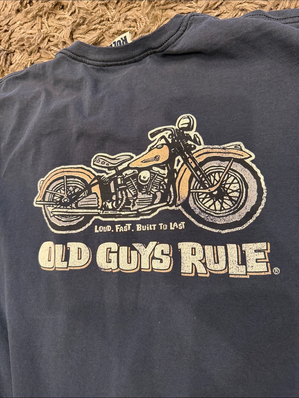 OLD GUYS RULE Loud Fast Built To Last Motorcycle Men's Pocket T-Shirt Sz XL